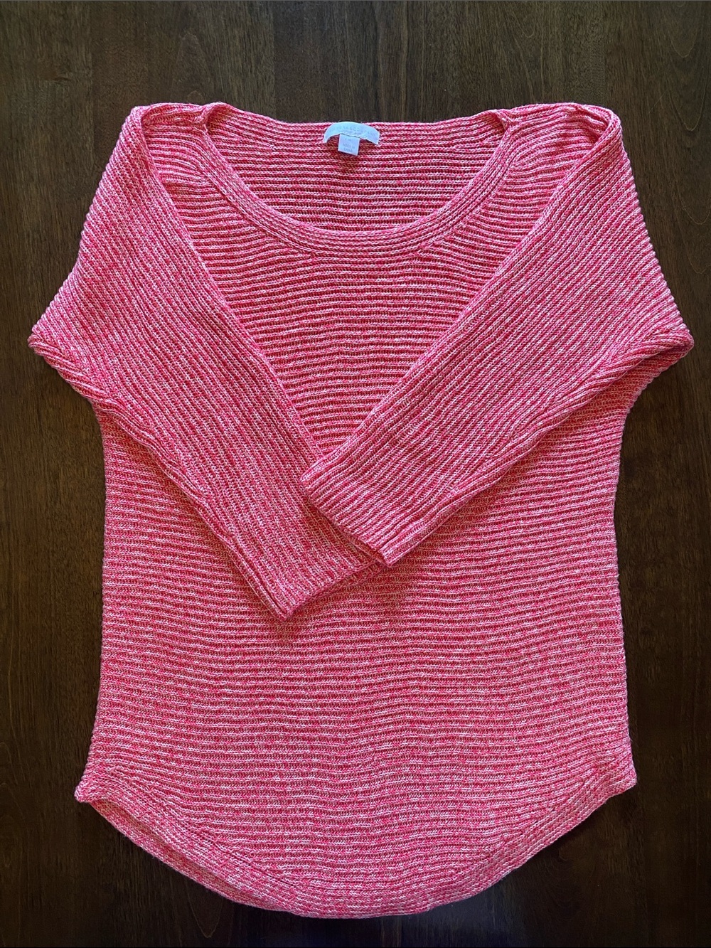 New York & Company Scoop Neck Lightweight Knit 3/4 sleeve Sweater - Pink